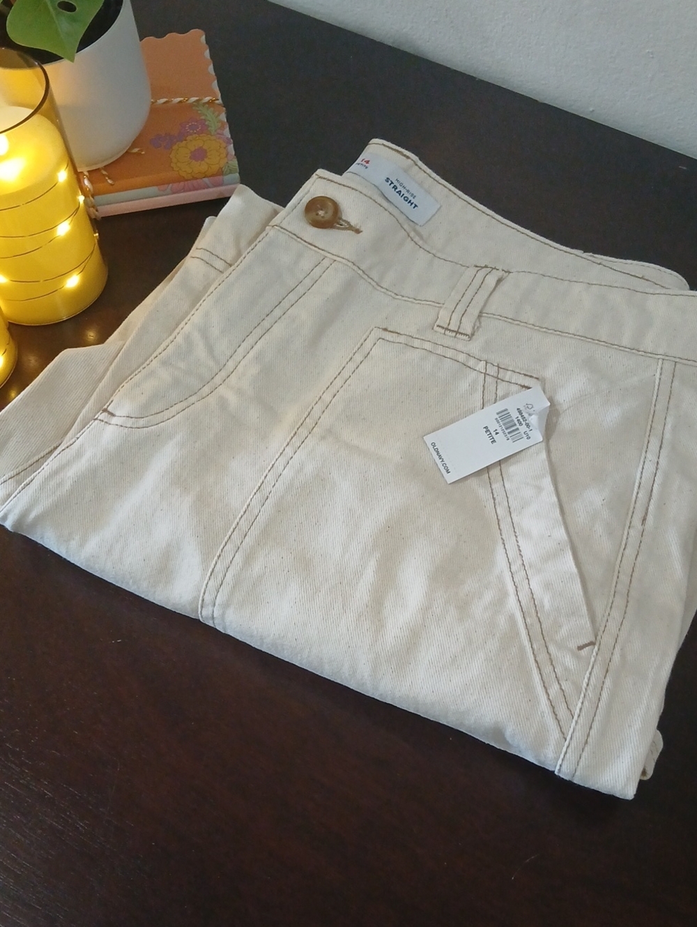 Old Navy Wide Leg Womens Pants 100% Cotton.cream Color